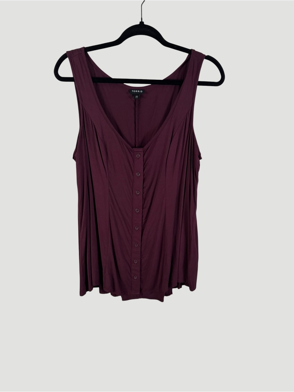 Torrid Plum Button-Front Sleeveless Top with adjustable waist